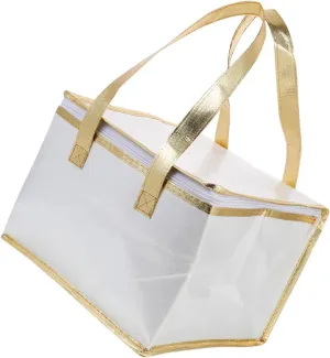 Insulated Food Transport Bag Reusable Grocery Tote with Heat Preservation for Cake Pizza and Food with Trim