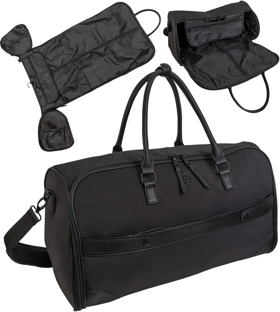 Joan & David 22 Inch Sport Nylon Convertible Duffle Garment Travel Bag (Black)