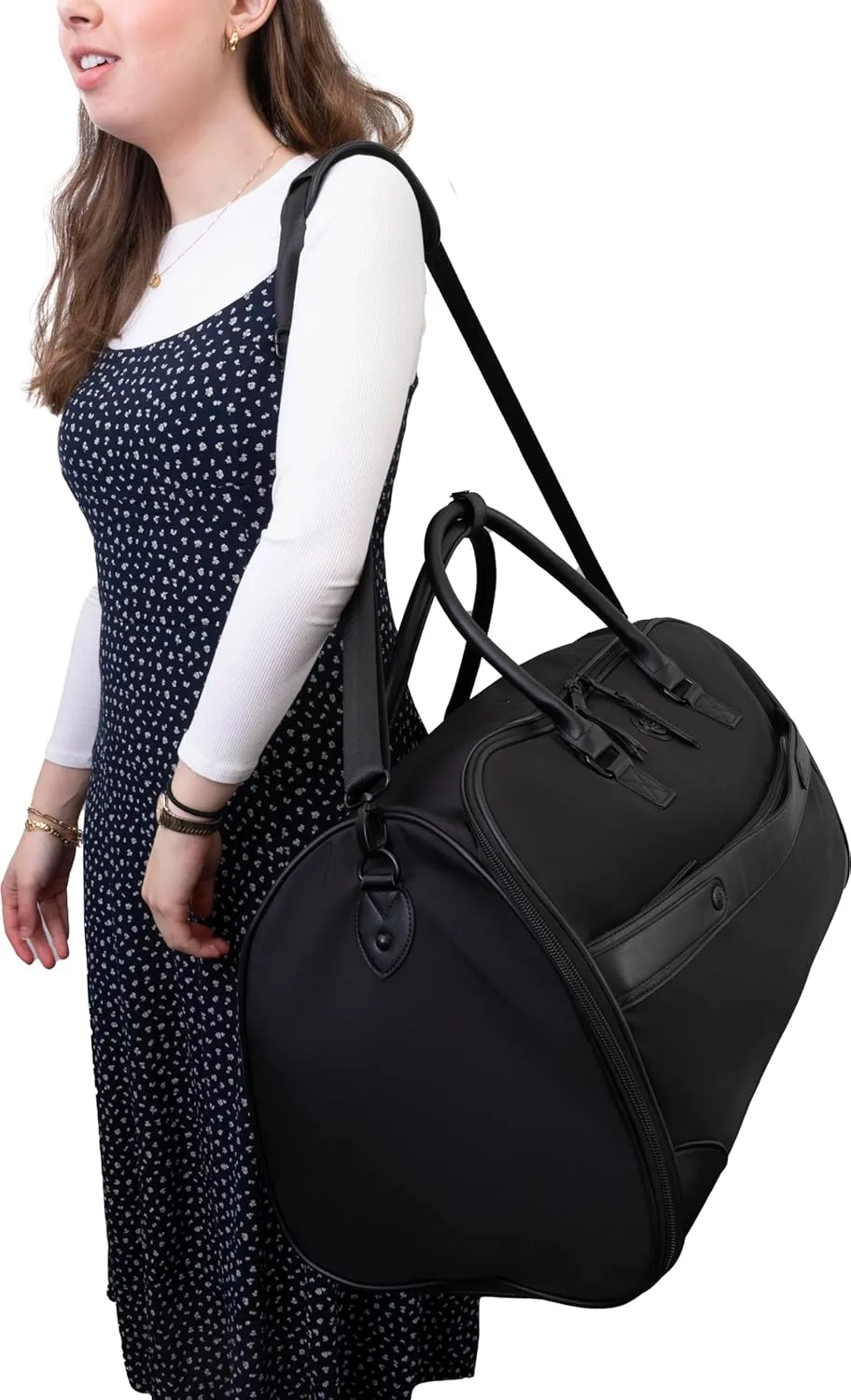 Joan & David 22 Inch Sport Nylon Convertible Duffle Garment Travel Bag (Black)