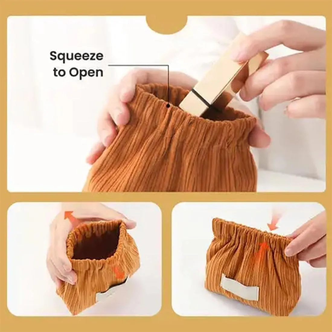 KCRPM Corduroy Elastic Hair Tie Organizer, Cosmetic Bags for Women Makeup Bag Large Capacity Purse Travel Toiletry Zipper Storage Pouch Make up Brushes Organizer for Gifts (2pcs C)