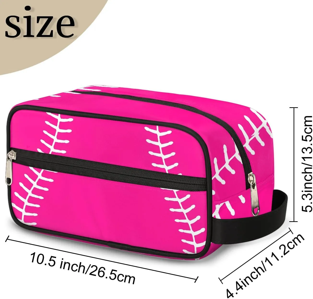 Kids Travel Toiletry Bag for Boys Pink Baseball Waterproof Hanging Dopp Kit for Men, Shaving Bag with Large Capacity for Travel, Sports, Shower
