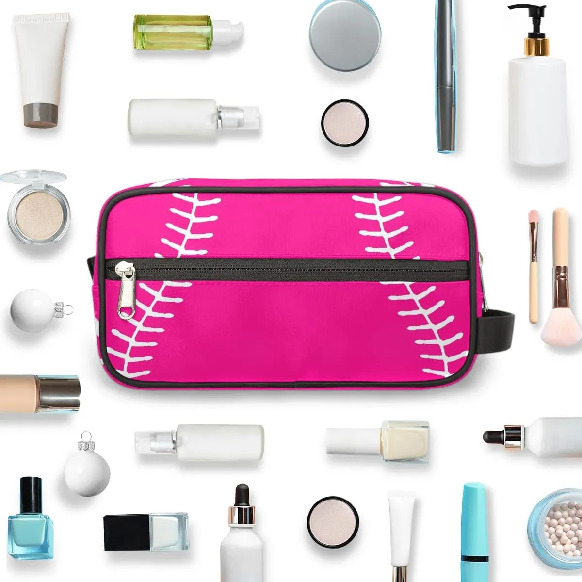 Kids Travel Toiletry Bag for Boys Pink Baseball Waterproof Hanging Dopp Kit for Men, Shaving Bag with Large Capacity for Travel, Sports, Shower
