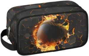Kids Travel Toiletry Bag for Boys Teens, Black Gold Baseball Waterproof Hanging Dopp Kit Wash Bag with Large Capacity for Travel, Sports, Shower
