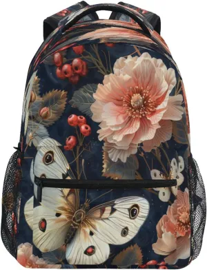 Kigai Butterfly Flower Travel Backpack for Men and Women Lightweight College Laptop Backpack Business Computer Bag Shoulder Bag Casual Daypack