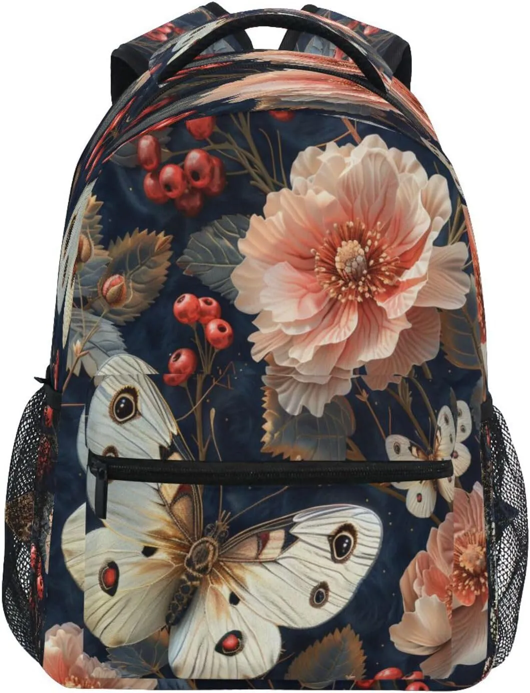Kigai Butterfly Flower Travel Backpack for Men and Women Lightweight College Laptop Backpack Business Computer Bag Shoulder Bag Casual Daypack