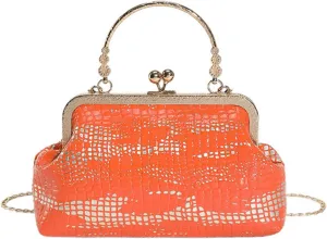 Kiss Lock Purse and Handbag for Women Glitter PU Crossbody Bag Medium Handbags Trendy Kiss Clasp Tote Shoulder Bags