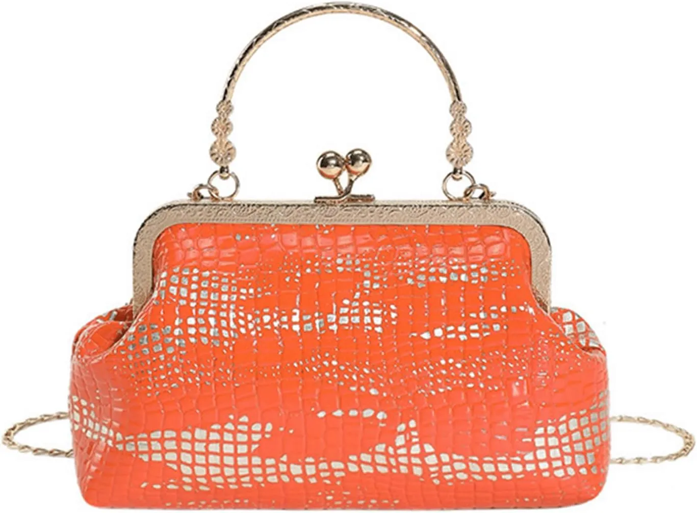 Kiss Lock Purse and Handbag for Women Glitter PU Crossbody Bag Medium Handbags Trendy Kiss Clasp Tote Shoulder Bags