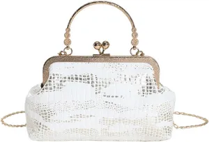Kiss Lock Purse and Handbag for Women Glitter PU Crossbody Bag Medium Handbags Trendy Kiss Clasp Tote Shoulder Bags