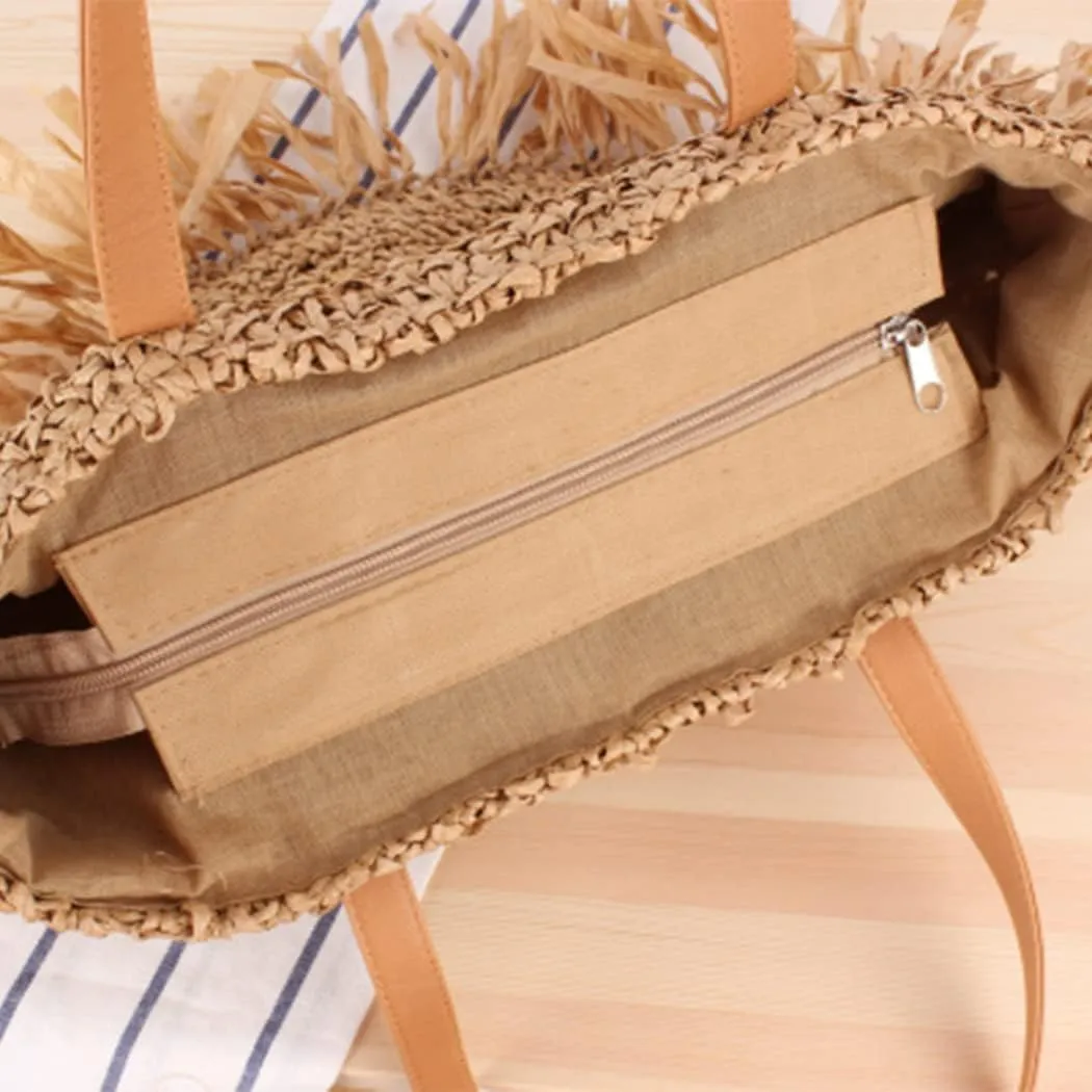 Ladies Hand Braided Bag Large Tote Summer Beach Wallet Crossbody Bags Shoulder Bags