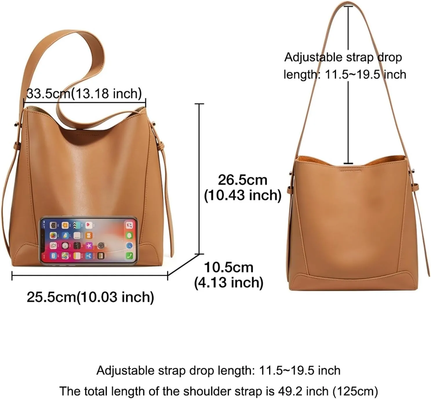 Lady Women Hobo Bucket Bag Split Leather Fashion Shoulder Bags Large Capacity Handbag Wide Adjustable Strap Female Bags