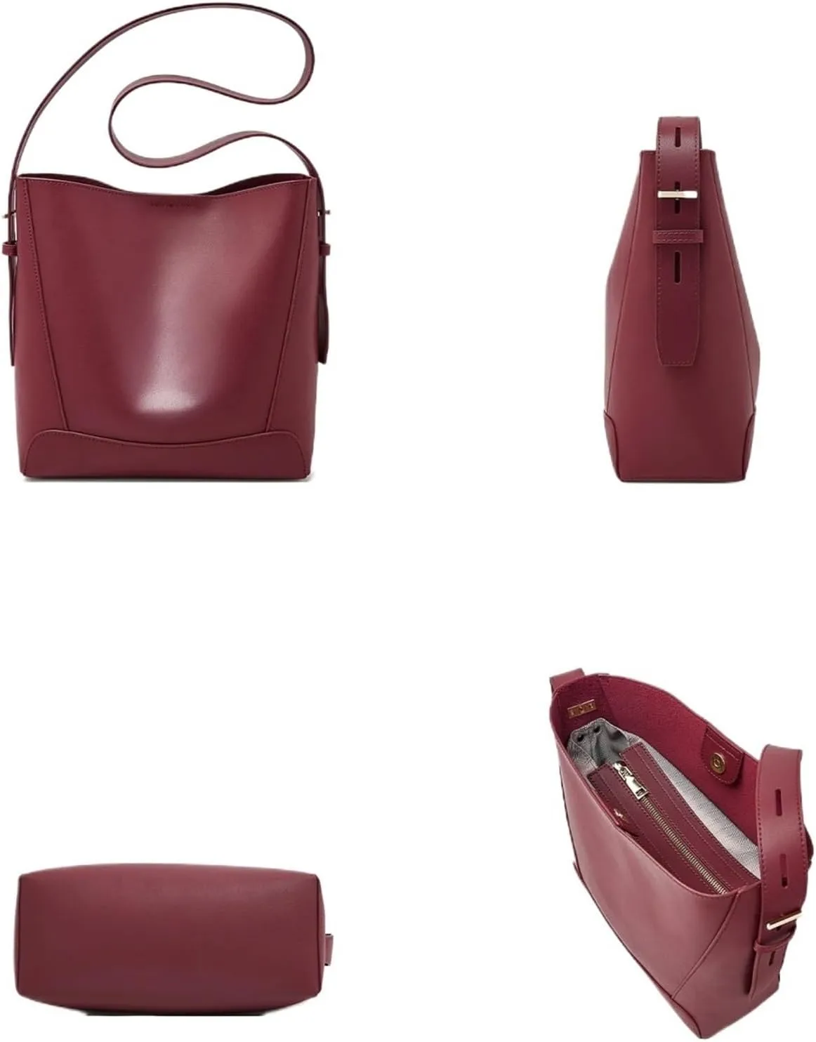 Lady Women Hobo Bucket Bag Split Leather Fashion Shoulder Bags Large Capacity Handbag Wide Adjustable Strap Female Bags
