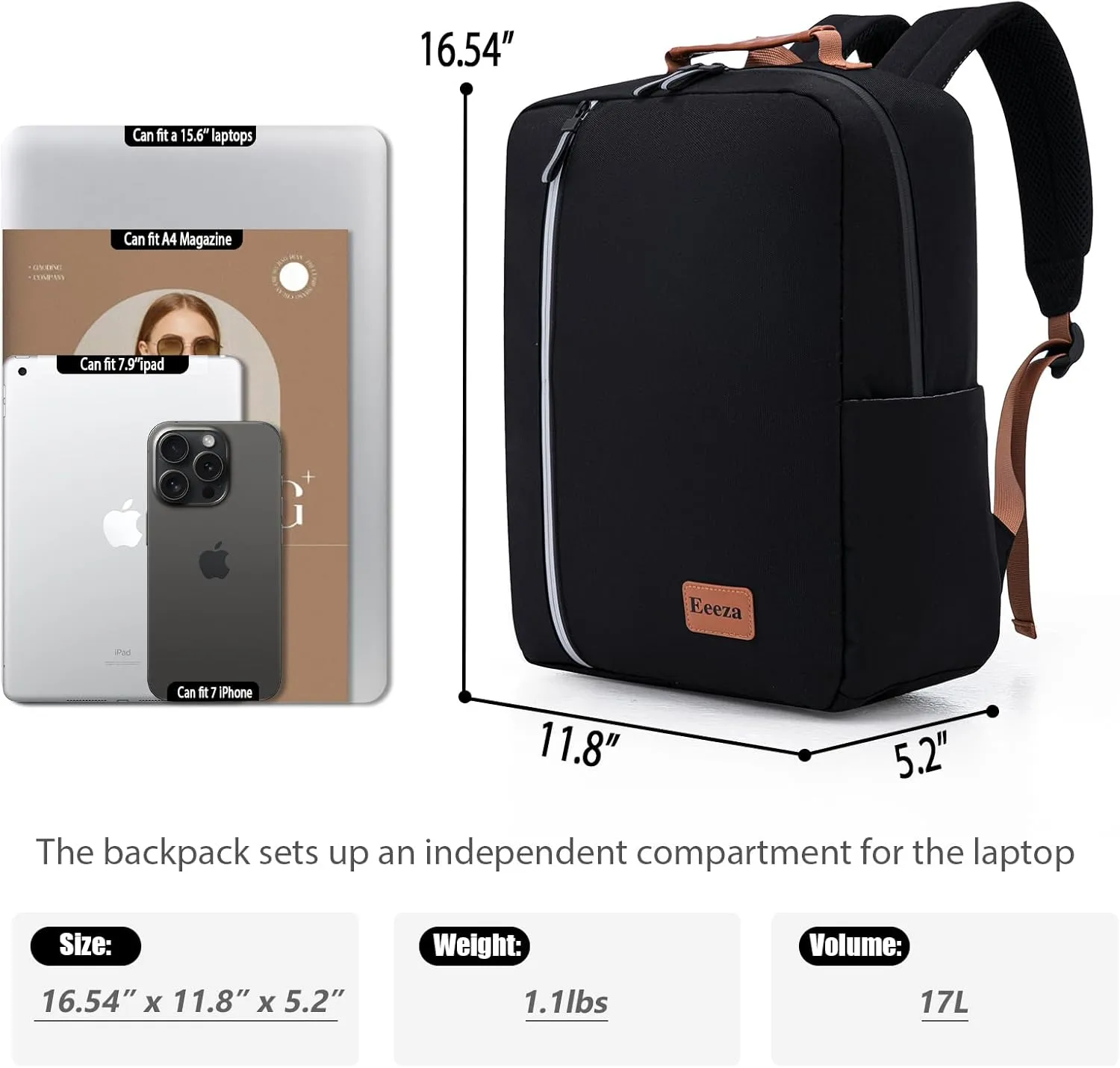 Laptop Backpack, Durable Lightweight Travel Backpack Featuring Spacious Main Laptop Compartment, Functionality for Travel, School, Daily Use
