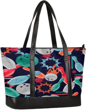Laptop Tote Bag for Women 15.6 inch Bowling Computer Bag Handbags Bowling Large Lightweight Work Tote Bag with Zipper