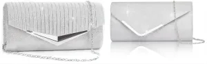 Larcenciel Shiny Sequin Envelope Clutch Evening Bag with Chain, Fashion Sparkly Party Prom Purse