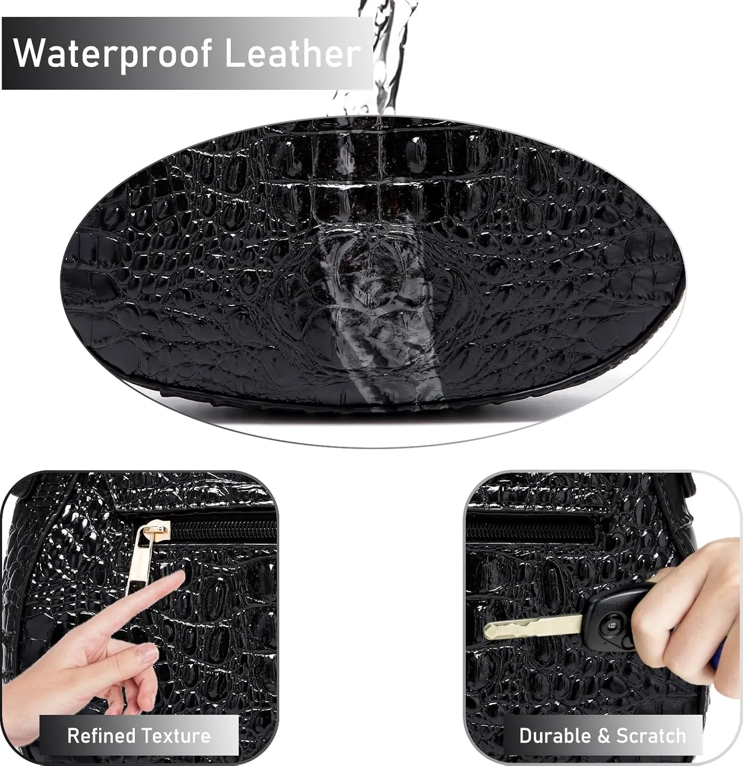Leather Bags for Women Luxury Handbag Flap Purse Crocodile Pattern Crossbody Ladies Gradient Color Shoulder Bag