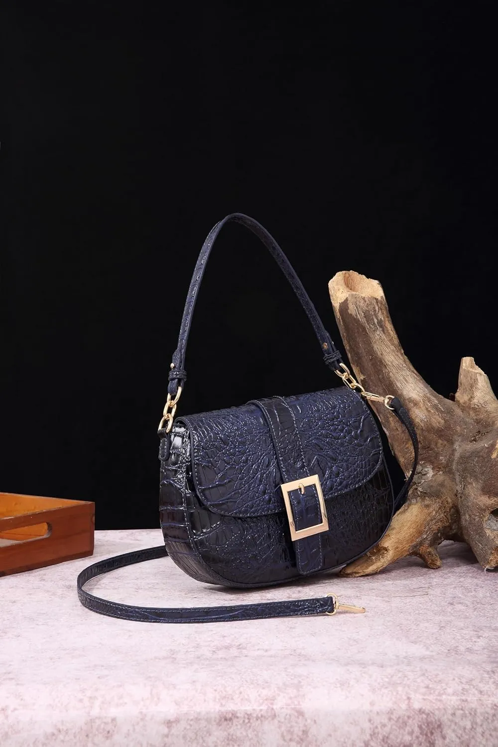Leather Bags for Women Luxury Handbag Flap Purse Crocodile Pattern Crossbody Ladies Gradient Color Shoulder Bag
