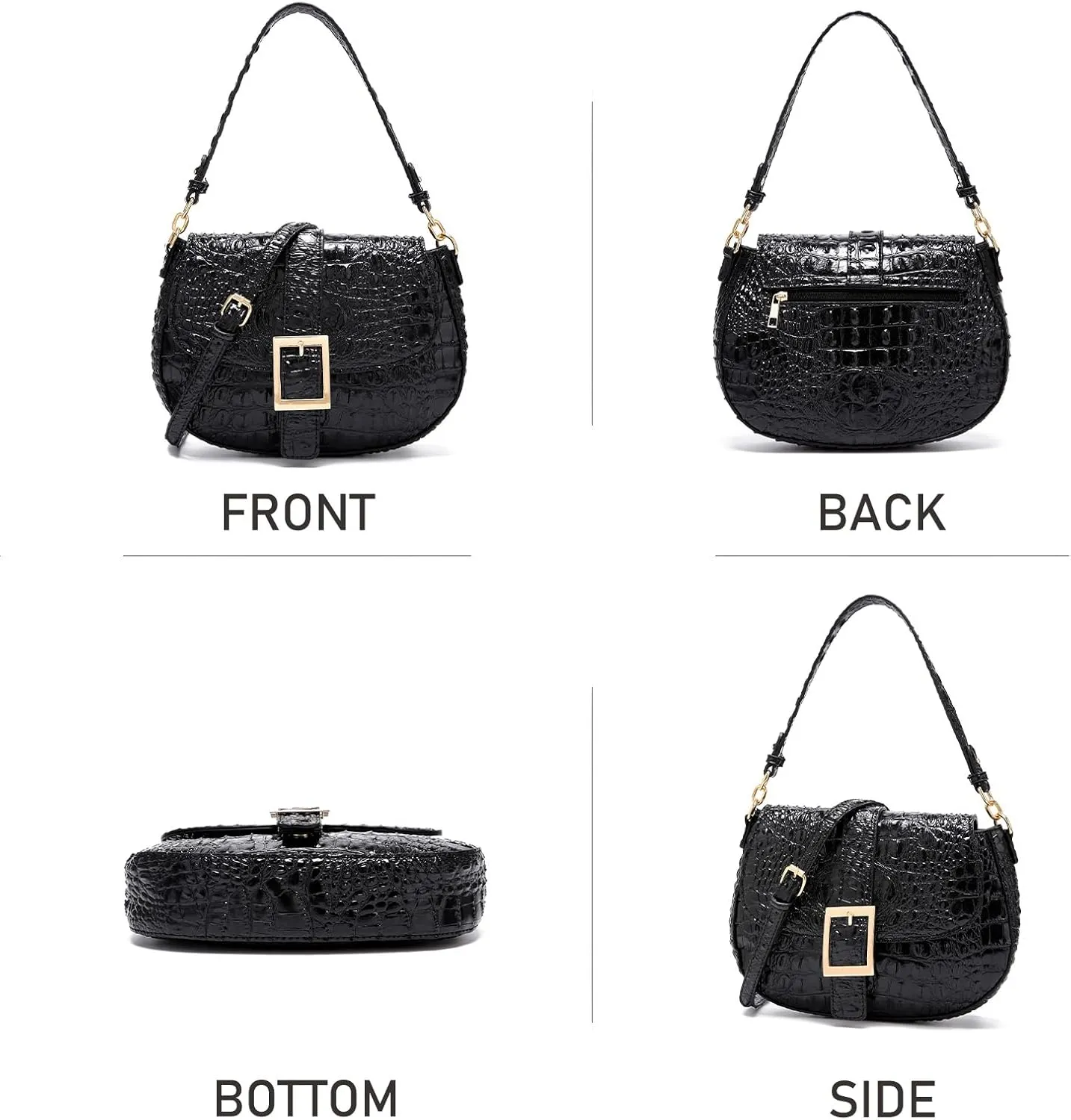 Leather Bags for Women Luxury Handbag Flap Purse Crocodile Pattern Crossbody Ladies Gradient Color Shoulder Bag