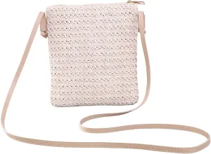Leather Handbags Women Straw Shoulder Bags Hand Woven Crossbody Beach Small Bag