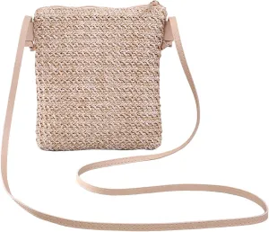 Leather Handbags Women Straw Shoulder Bags Hand Woven Crossbody Beach Small Bag