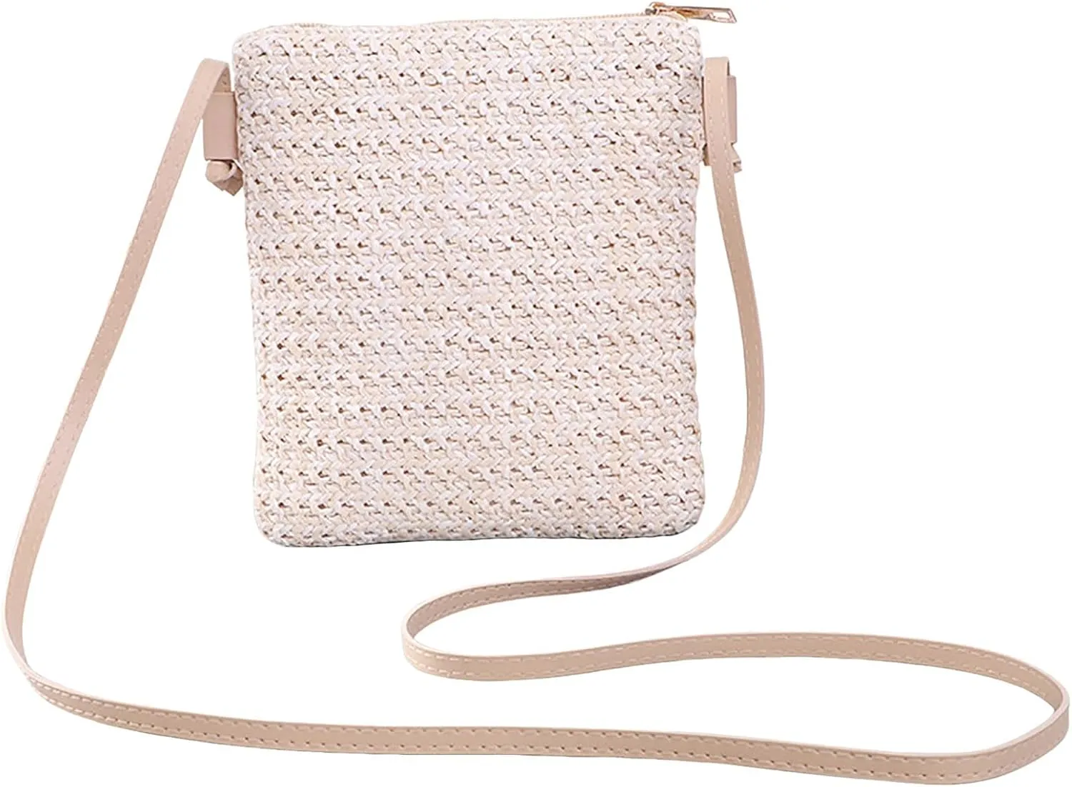 Leather Handbags Women Straw Shoulder Bags Hand Woven Crossbody Beach Small Bag