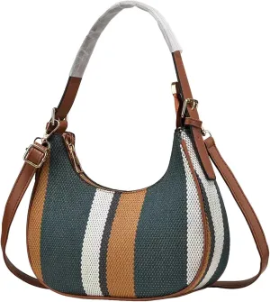 Leather Purses Shoulder Bag Simple Contrast Color Underarm Bag Fashionable And Stylish Large Capacity Canvas Crossbody