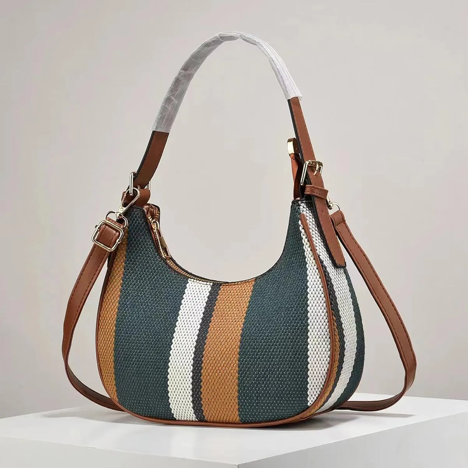 Leather Purses Shoulder Bag Simple Contrast Color Underarm Bag Fashionable And Stylish Large Capacity Canvas Crossbody