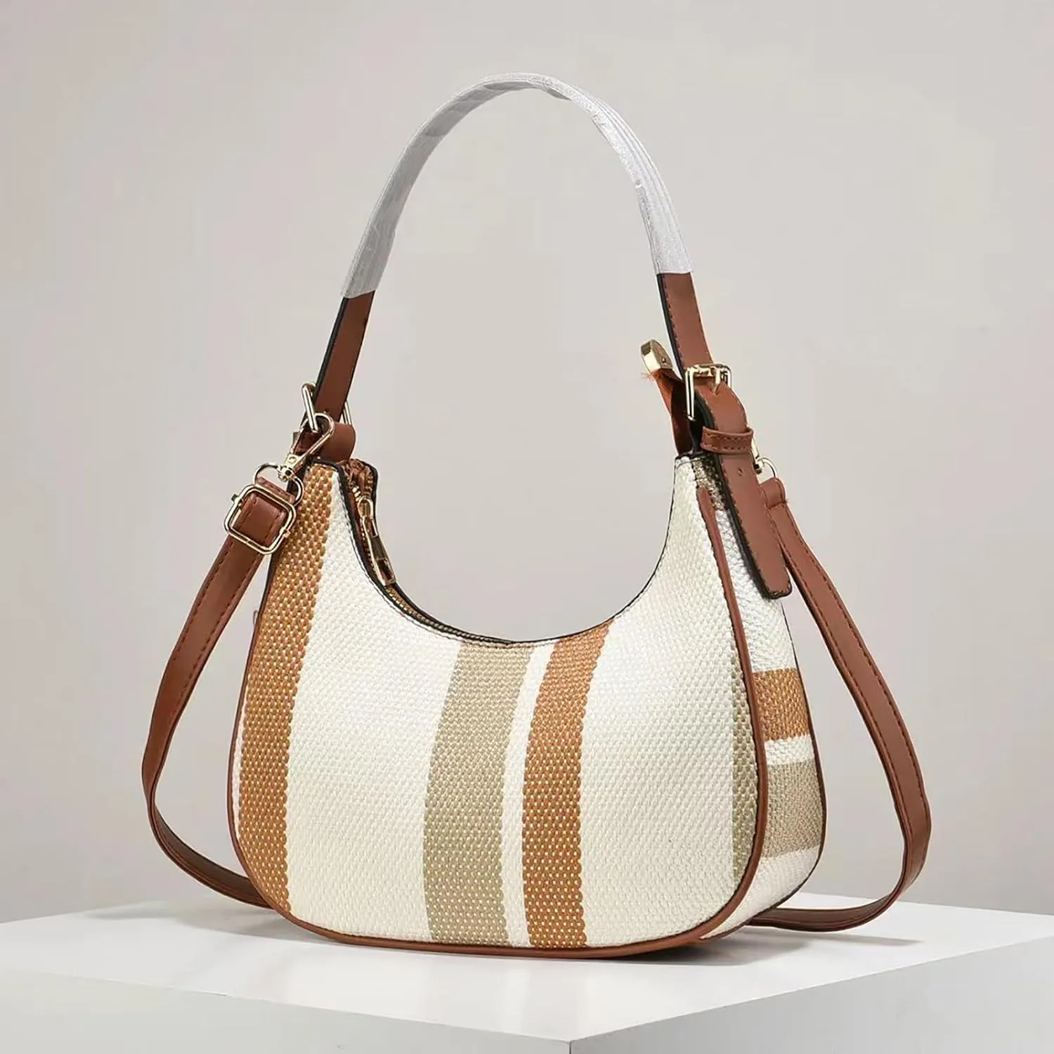 Leather Purses Shoulder Bag Simple Contrast Color Underarm Bag Fashionable And Stylish Large Capacity Canvas Crossbody