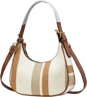 Leather Purses Shoulder Bag Simple Contrast Color Underarm Bag Fashionable And Stylish Large Capacity Canvas Crossbody