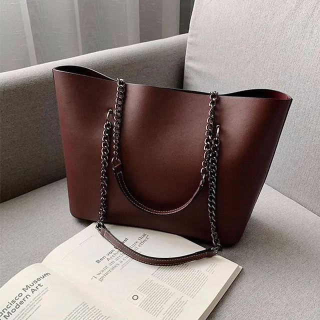 Leather Shoulder Bags, High Capacity Handbags, Women Large Shoulder Travel Bag