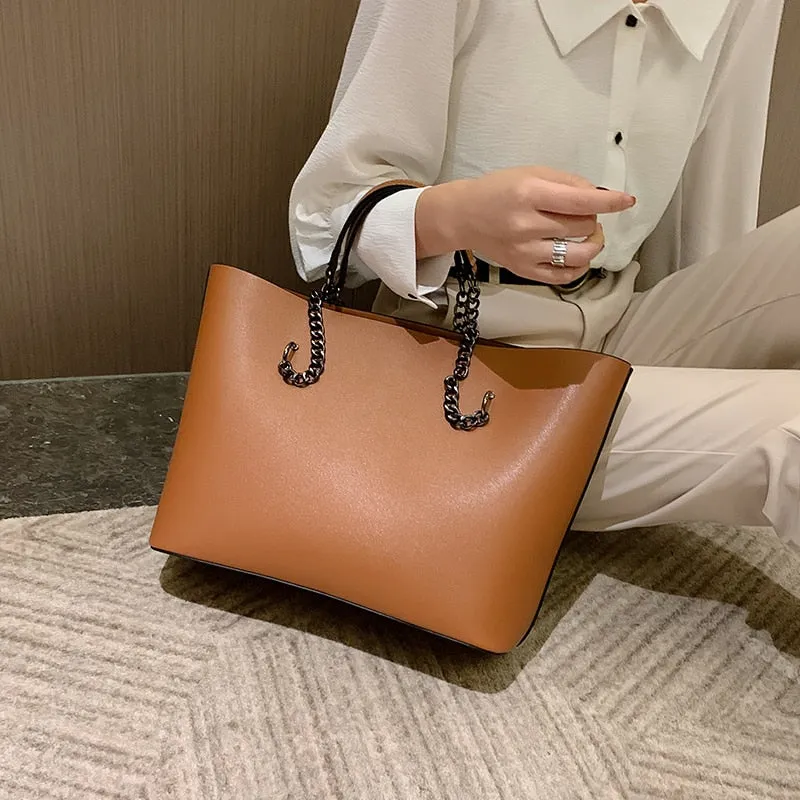 Leather Shoulder Bags, High Capacity Handbags, Women Large Shoulder Travel Bag