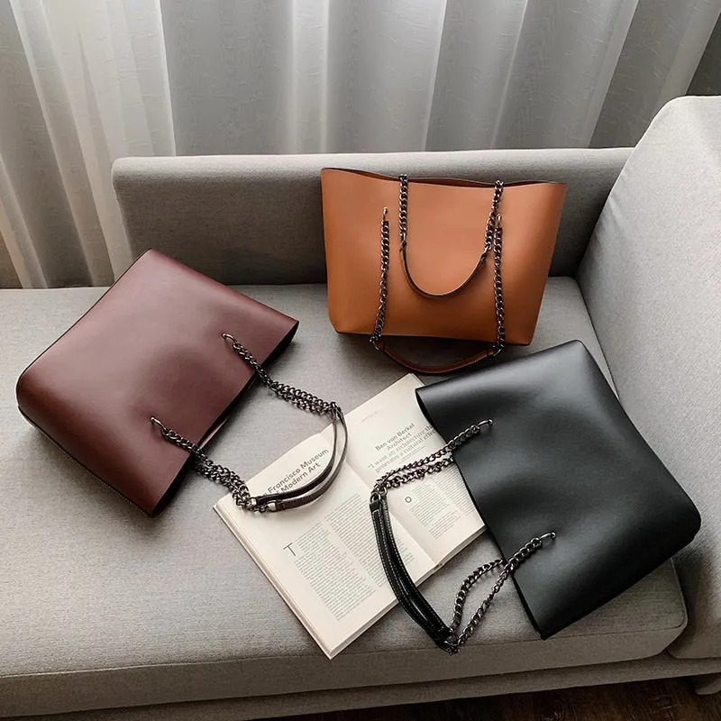 Leather Shoulder Bags, High Capacity Handbags, Women Large Shoulder Travel Bag