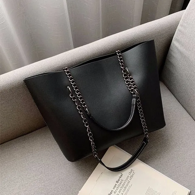Leather Shoulder Bags, High Capacity Handbags, Women Large Shoulder Travel Bag