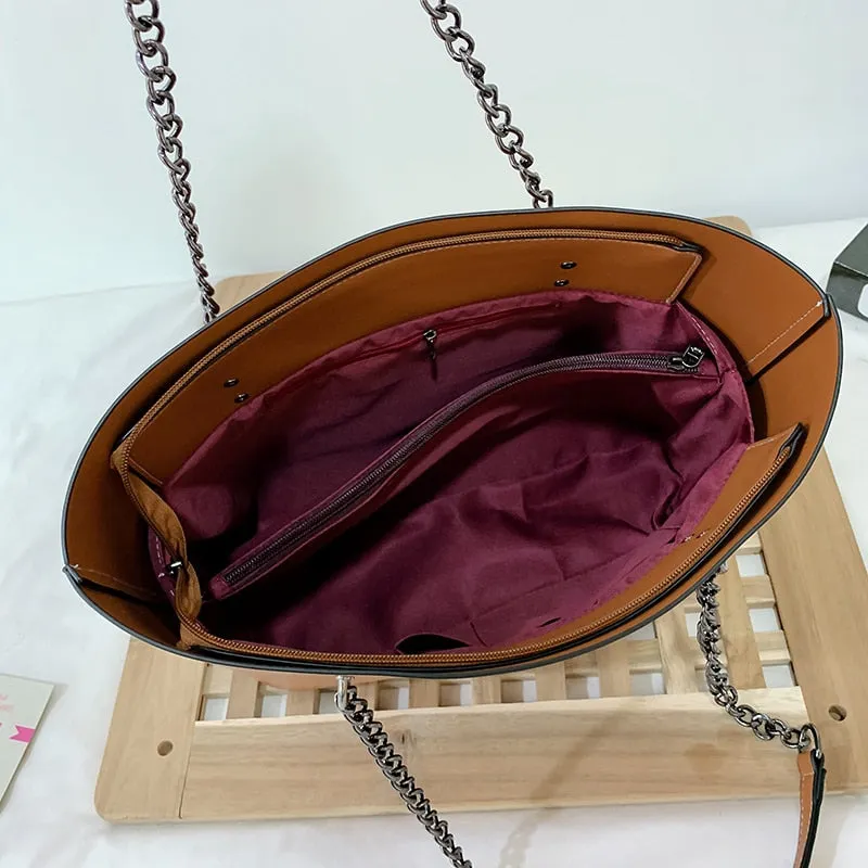 Leather Shoulder Bags, High Capacity Handbags, Women Large Shoulder Travel Bag