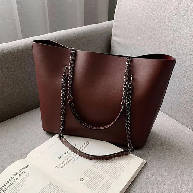 Leather Shoulder Bags, High Capacity Handbags, Women Large Shoulder Travel Bag