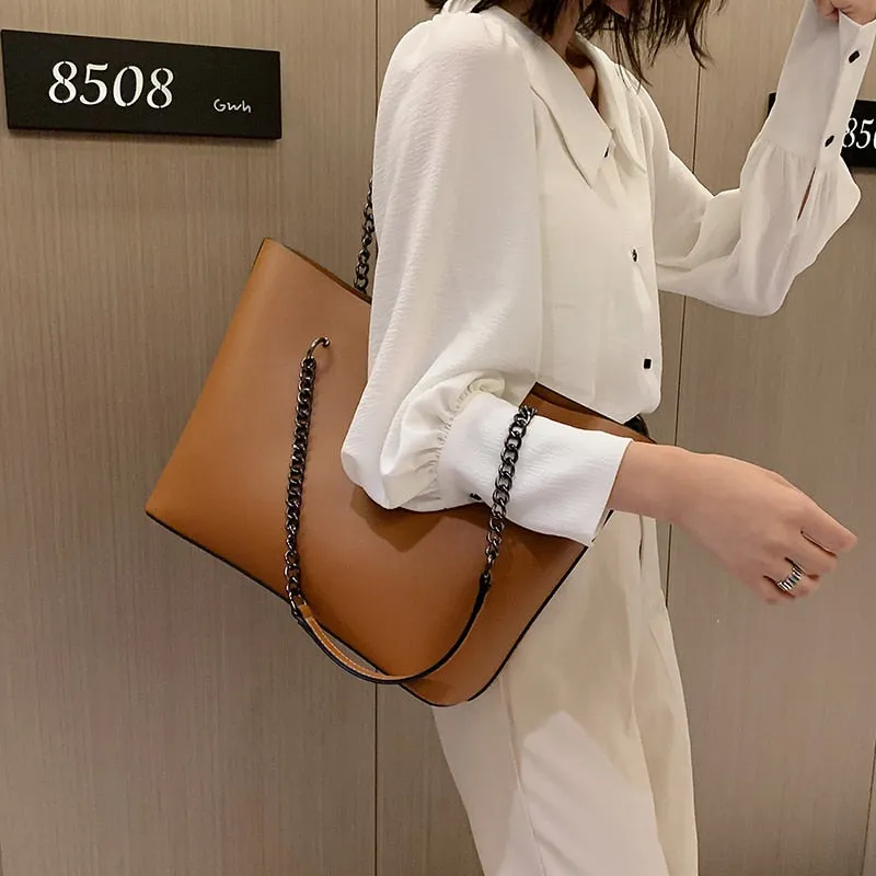 Leather Shoulder Bags, High Capacity Handbags, Women Large Shoulder Travel Bag