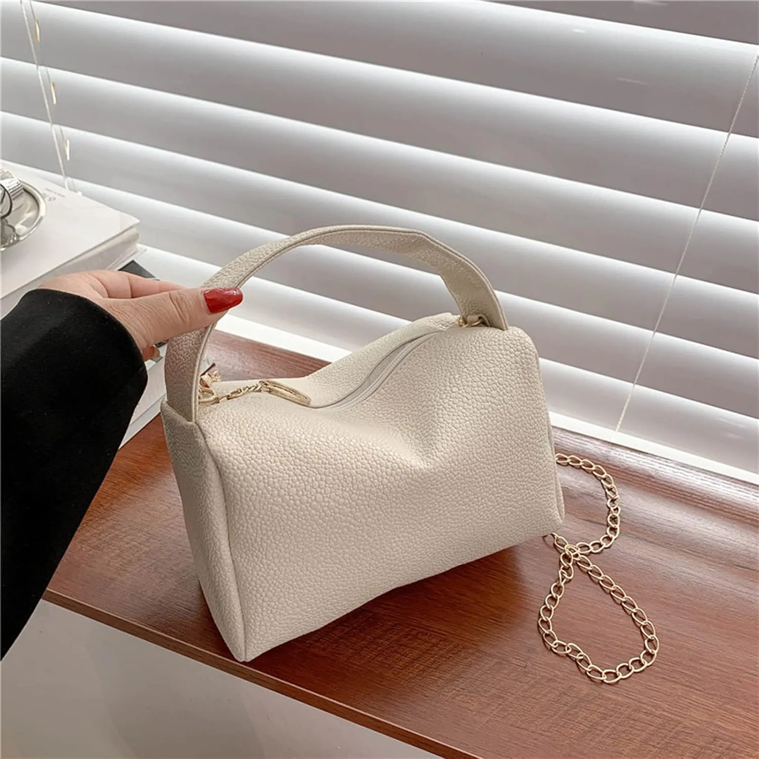 Leather Trendy Purse Fashion Women Artificial Leather Solid Color Zipper Phone Bag Shoulder Bag Messenger