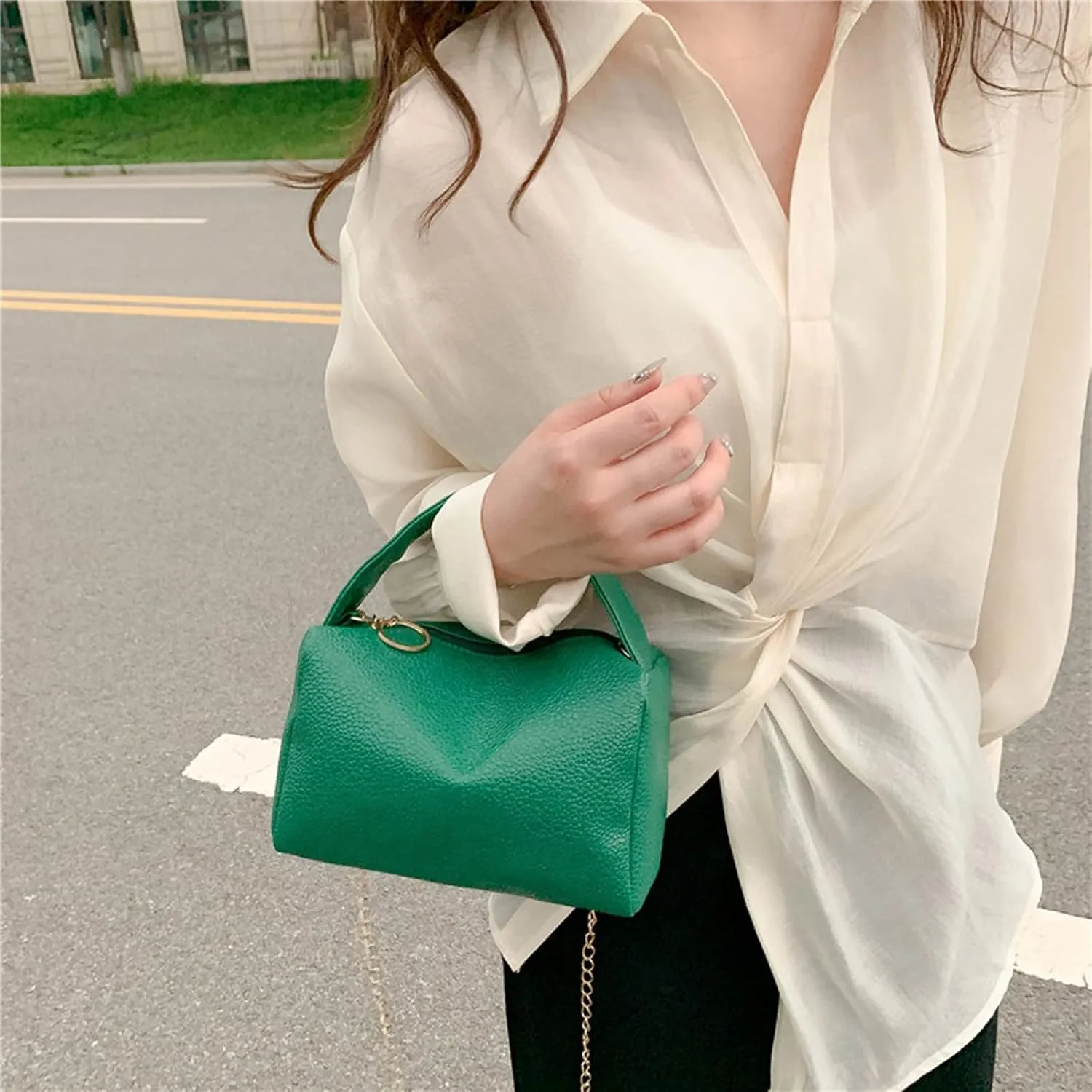 Leather Trendy Purse Fashion Women Artificial Leather Solid Color Zipper Phone Bag Shoulder Bag Messenger