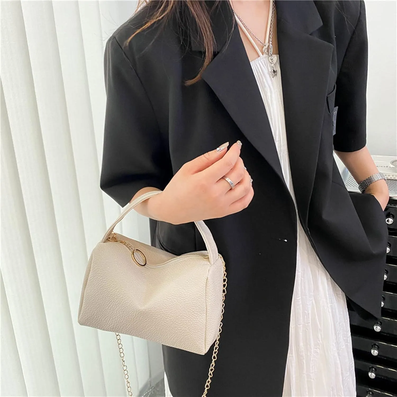 Leather Trendy Purse Fashion Women Artificial Leather Solid Color Zipper Phone Bag Shoulder Bag Messenger