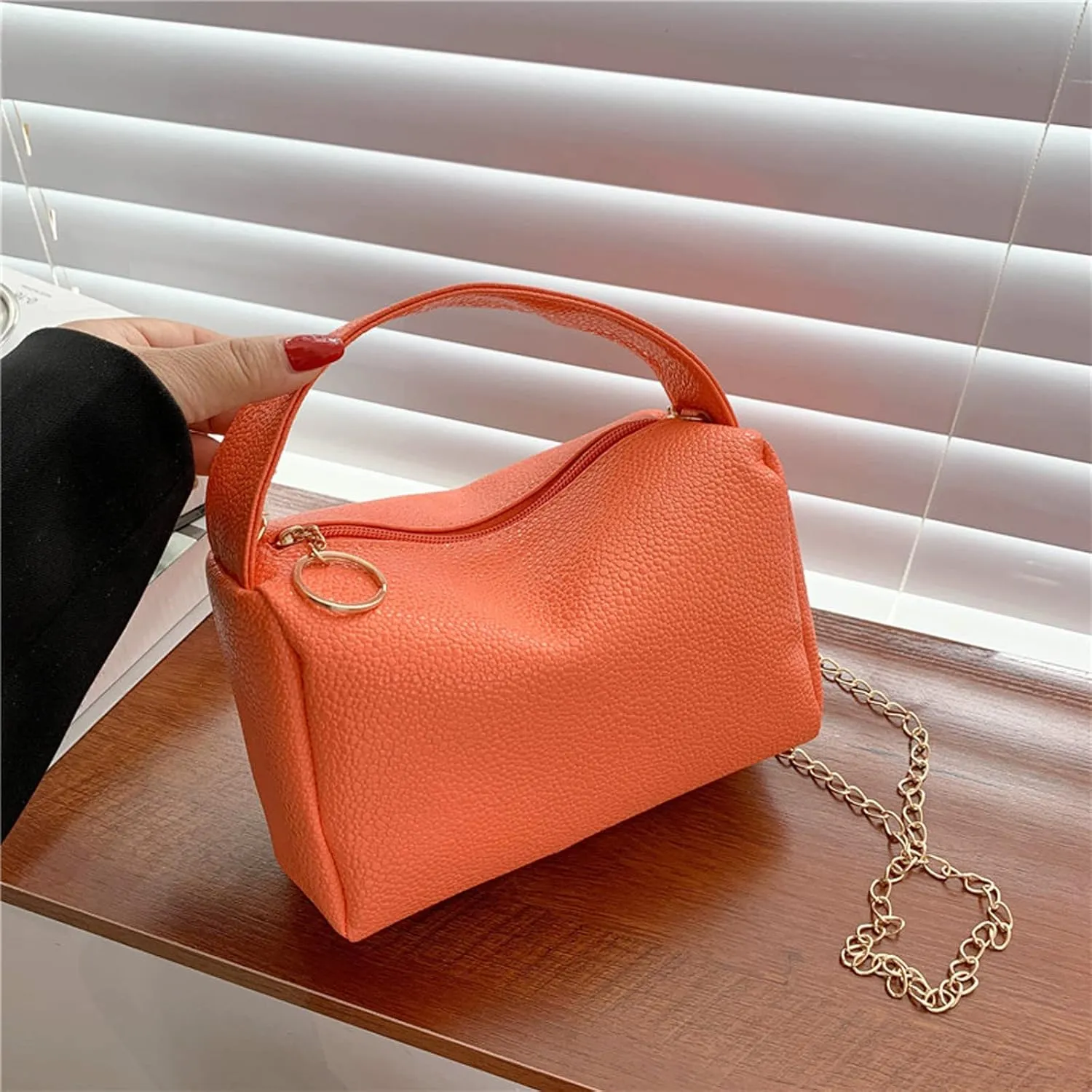 Leather Trendy Purse Fashion Women Artificial Leather Solid Color Zipper Phone Bag Shoulder Bag Messenger