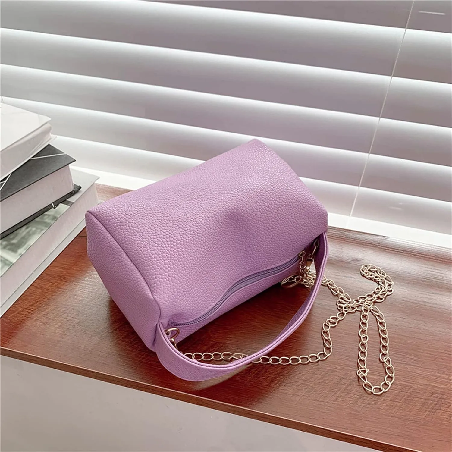 Leather Trendy Purse Fashion Women Artificial Leather Solid Color Zipper Phone Bag Shoulder Bag Messenger