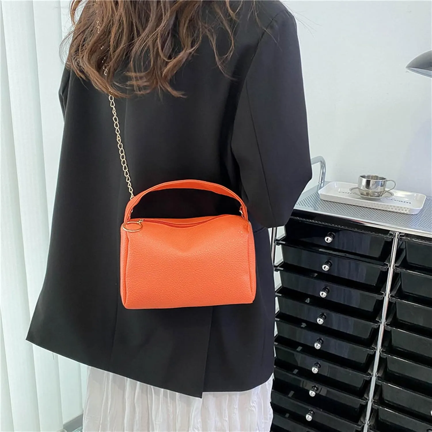 Leather Trendy Purse Fashion Women Artificial Leather Solid Color Zipper Phone Bag Shoulder Bag Messenger