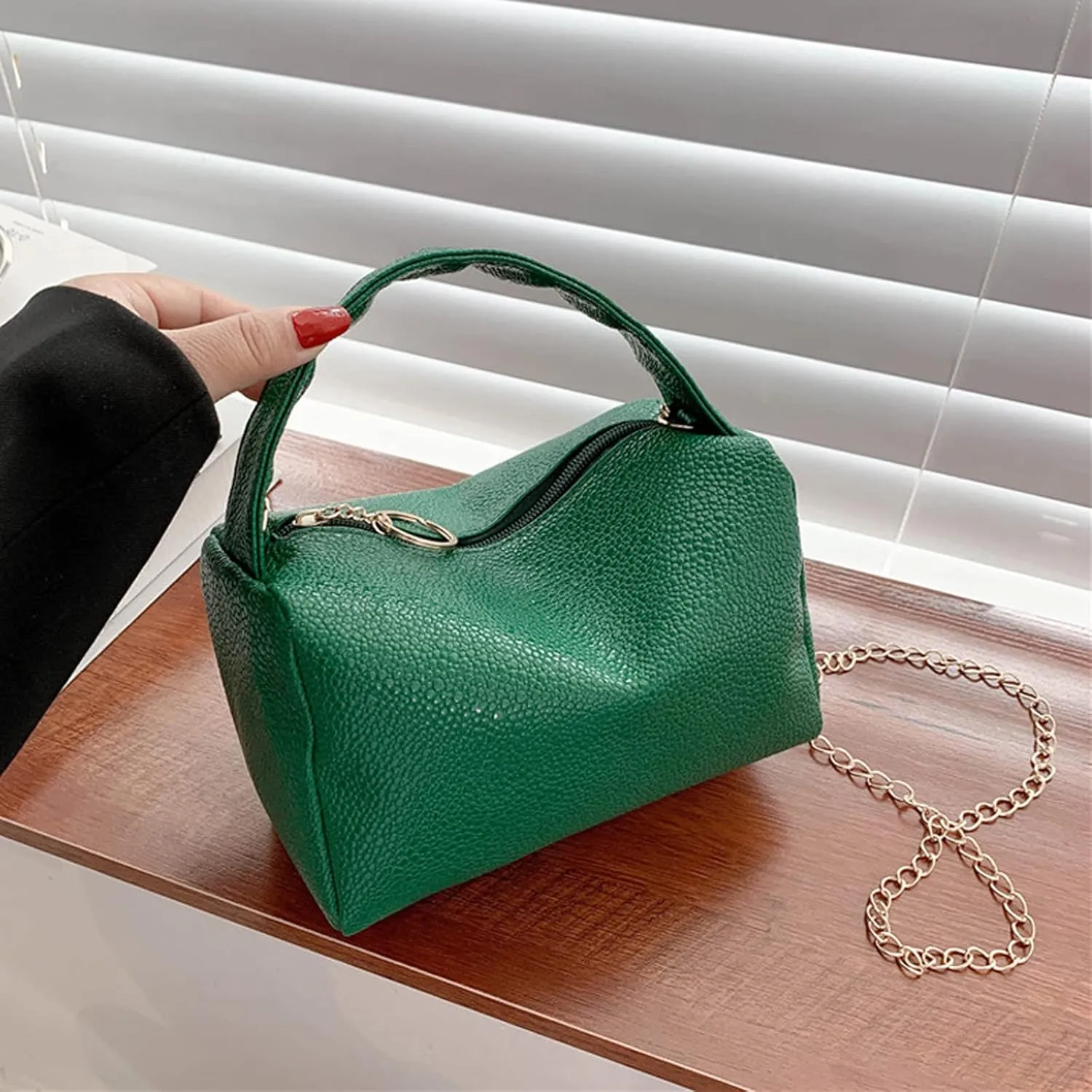 Leather Trendy Purse Fashion Women Artificial Leather Solid Color Zipper Phone Bag Shoulder Bag Messenger