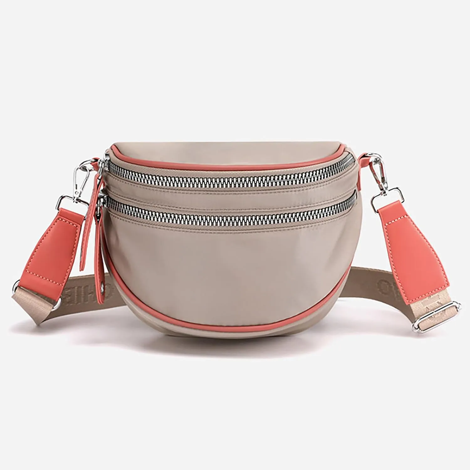 Lightweight Nylon Fabric Women's Bags Fashion Ladies Shoulder Crossbody Bags Casual Shopping Waist Bag (Khaki, One Size)