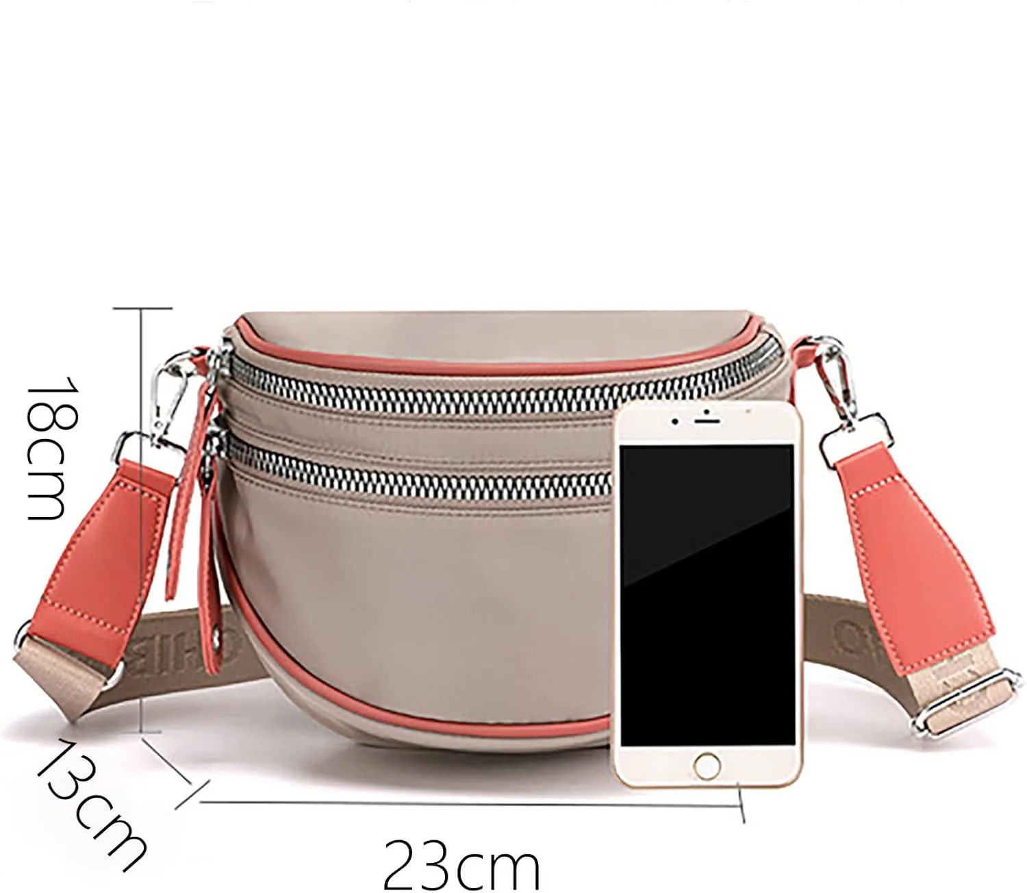 Lightweight Nylon Fabric Women's Bags Fashion Ladies Shoulder Crossbody Bags Casual Shopping Waist Bag (Khaki, One Size)