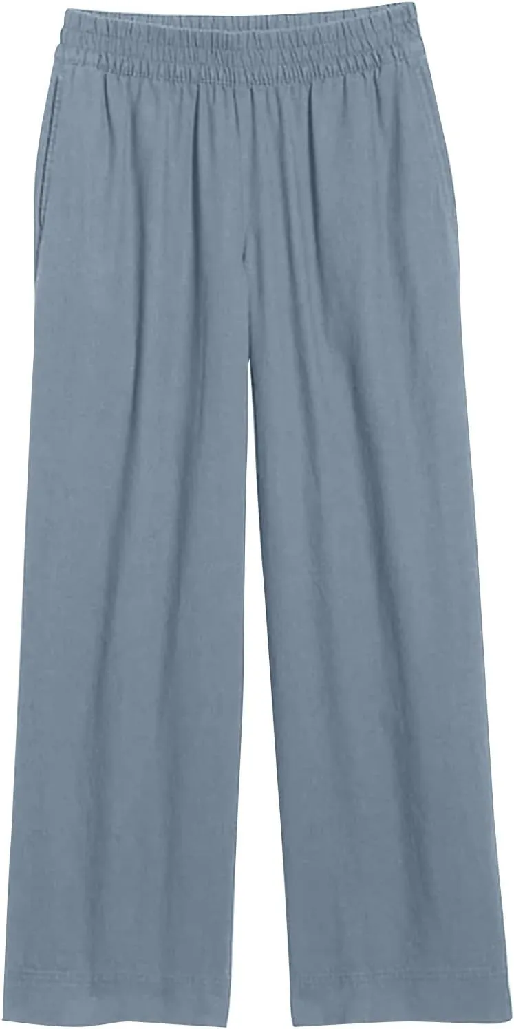 Long Palazzo Pants for Women Outfits 2025 Flowy Pants with Pockets High Waist Slim Lightweight Solid Straight Leg Sweatpants