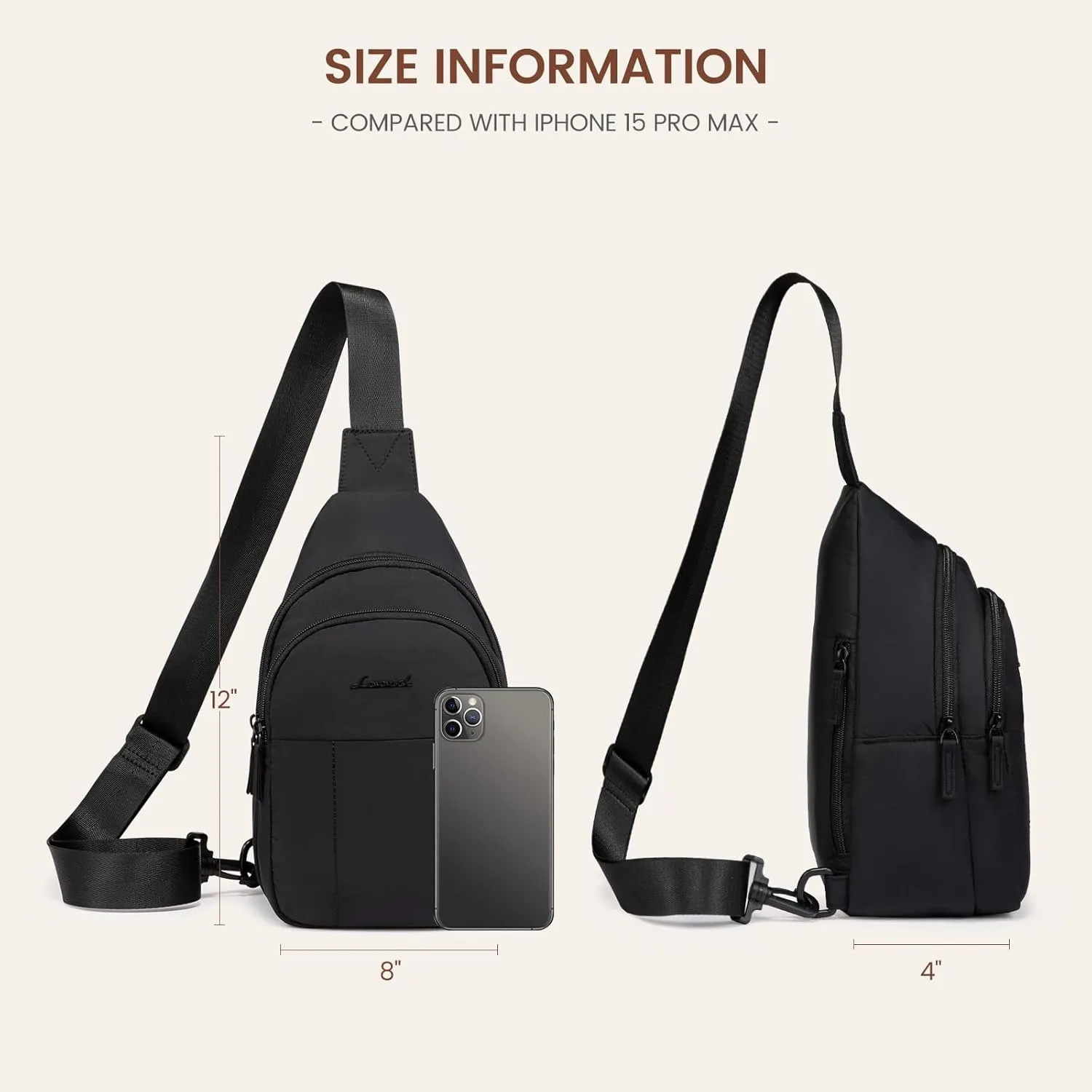 LOVEVOOK Sling Bag for Women, Puffer Crossbody Bags for Women, Small Sling Backpack, Travel Hiking Chest Bag Daypack