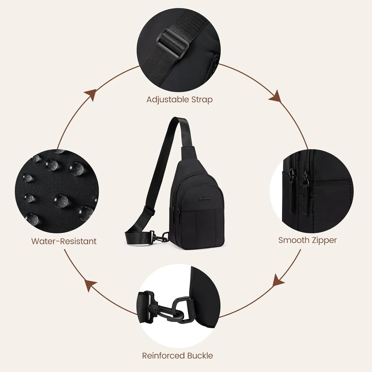 LOVEVOOK Sling Bag for Women, Puffer Crossbody Bags for Women, Small Sling Backpack, Travel Hiking Chest Bag Daypack