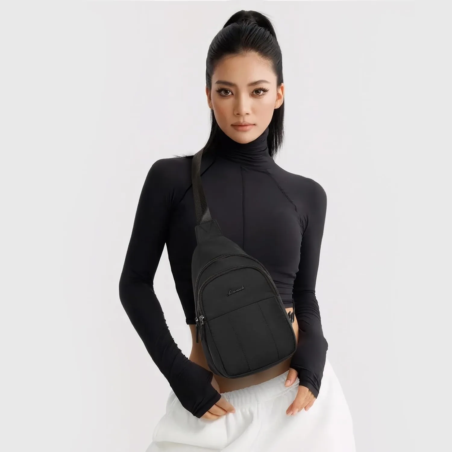LOVEVOOK Sling Bag for Women, Puffer Crossbody Bags for Women, Small Sling Backpack, Travel Hiking Chest Bag Daypack