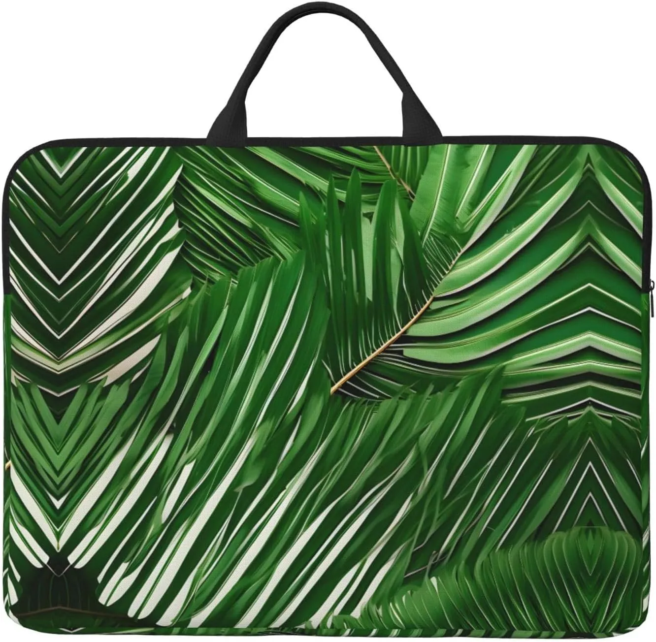 Lush green palm leaves 14in Laptop Case Sleeve Bag  Shoulder Messenger Briefcase Carrying Handle and Accessory Pocket