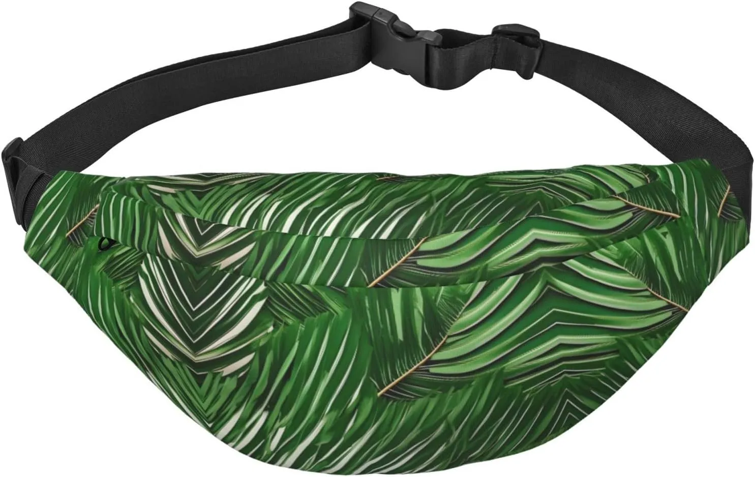 Lush green palm leaves Adjustable Belt Hip Bum Bag Fashion Water Resistant Hiking Waist Bag for Traveling Casual Running Hiking Cycling